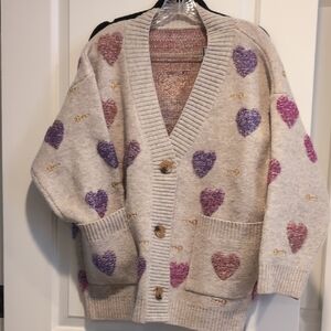 Heart Patterned Cardigan with Button Front